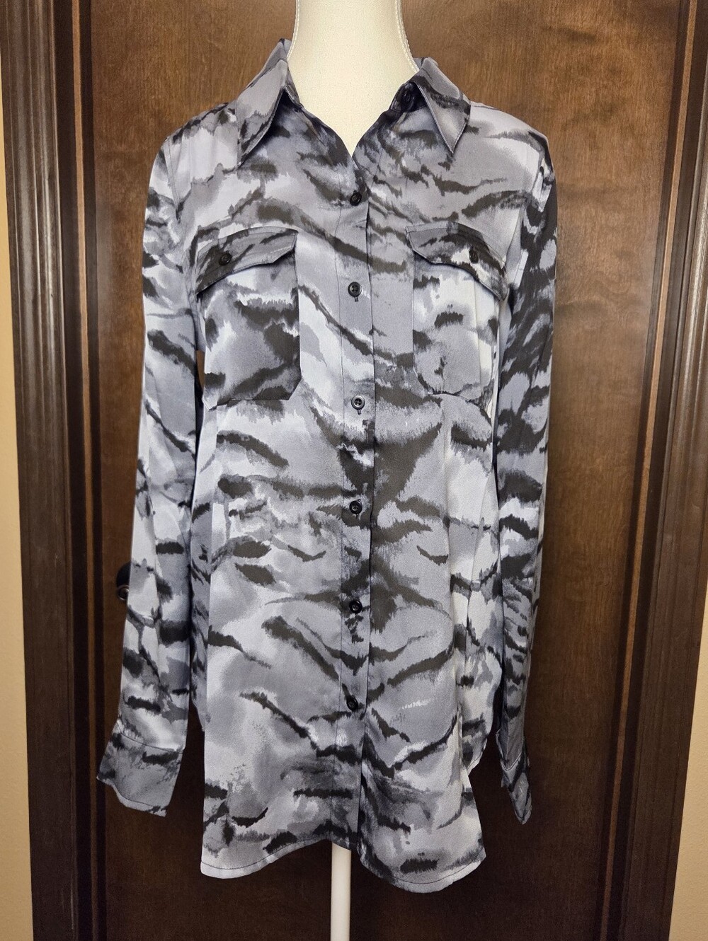 Premise Gray & Black Abstract Button-Down Shirt NWT